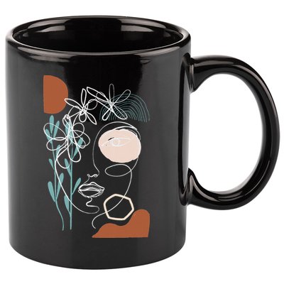 Line Art Face Abstract Art One Line Minimal 11oz C Handle Ceramic Mug