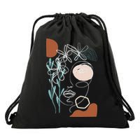 Line Art Face Abstract Art One Line Minimal Drawstring Bag