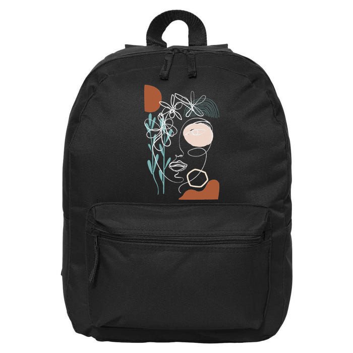 Line Art Face Abstract Art One Line Minimal 16 in Basic Backpack
