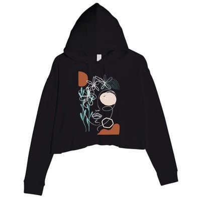 Line Art Face Abstract Art One Line Minimal Crop Fleece Hoodie