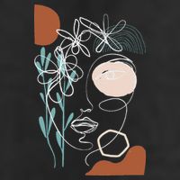 Line Art Face Abstract Art One Line Minimal Premium Pullover Hoodie
