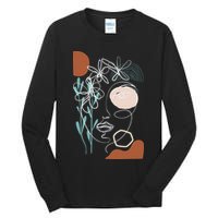 Line Art Face Abstract Art One Line Minimal Tall Long Sleeve T-Shirt