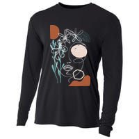 Line Art Face Abstract Art One Line Minimal Cooling Performance Long Sleeve Crew