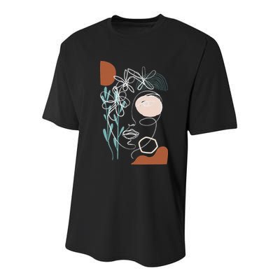 Line Art Face Abstract Art One Line Minimal Youth Performance Sprint T-Shirt