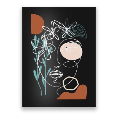 Line Art Face Abstract Art One Line Minimal Poster