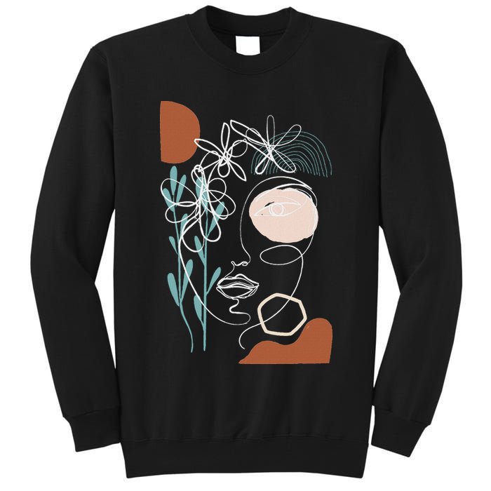 Line Art Face Abstract Art One Line Minimal Tall Sweatshirt