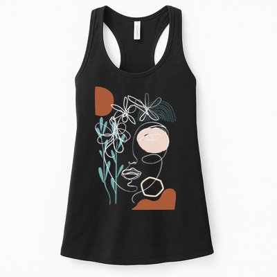 Line Art Face Abstract Art One Line Minimal Womens Tank Top
