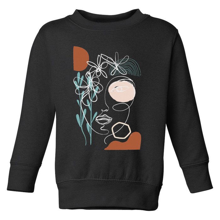 Line Art Face Abstract Art One Line Minimal Toddler Sweatshirt