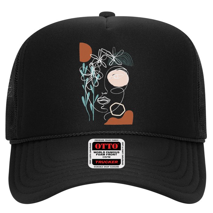 Line Art Face Abstract Art One Line Minimal Hat