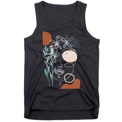 Line Art Face Abstract Art One Line Minimal Tank Top