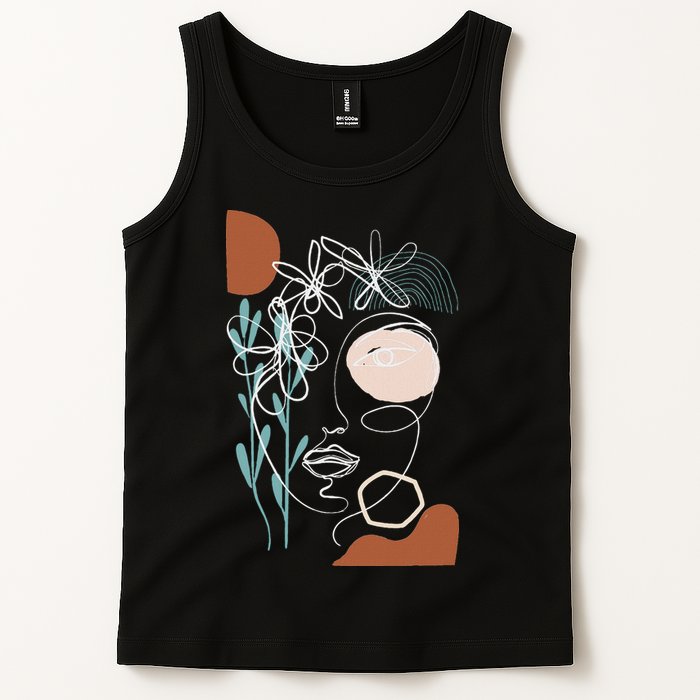 Line Art Face Abstract Art One Line Minimal Tank Top
