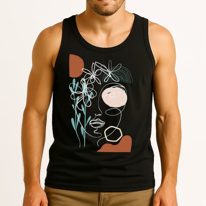 Line Art Face Abstract Art One Line Minimal Tank Top