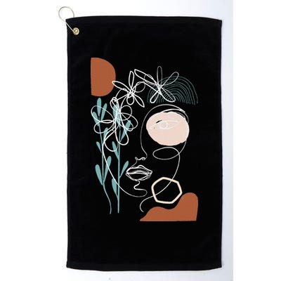 Line Art Face Abstract Art One Line Minimal Golf Towel