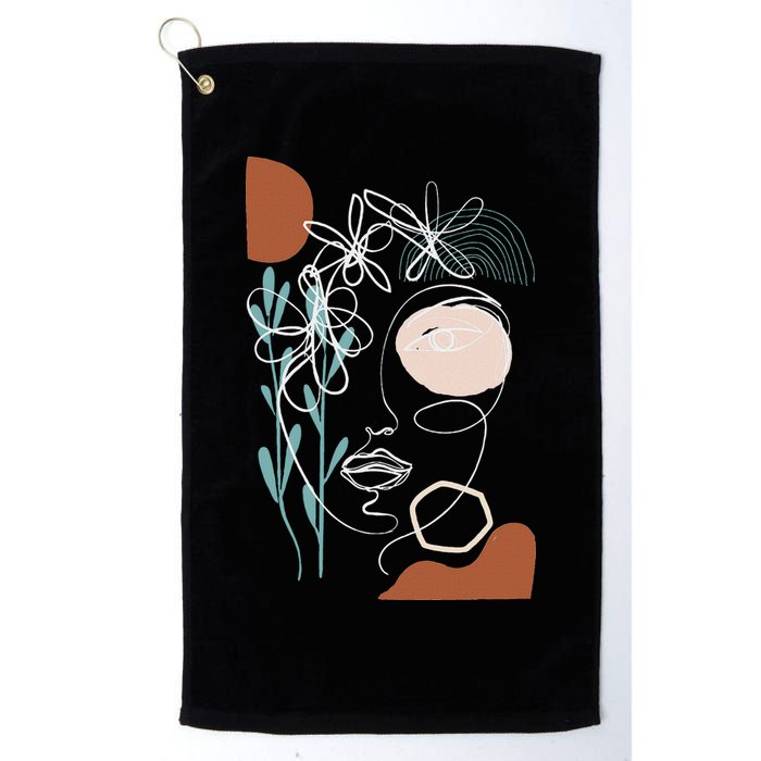 Line Art Face Abstract Art One Line Minimal Golf Towel