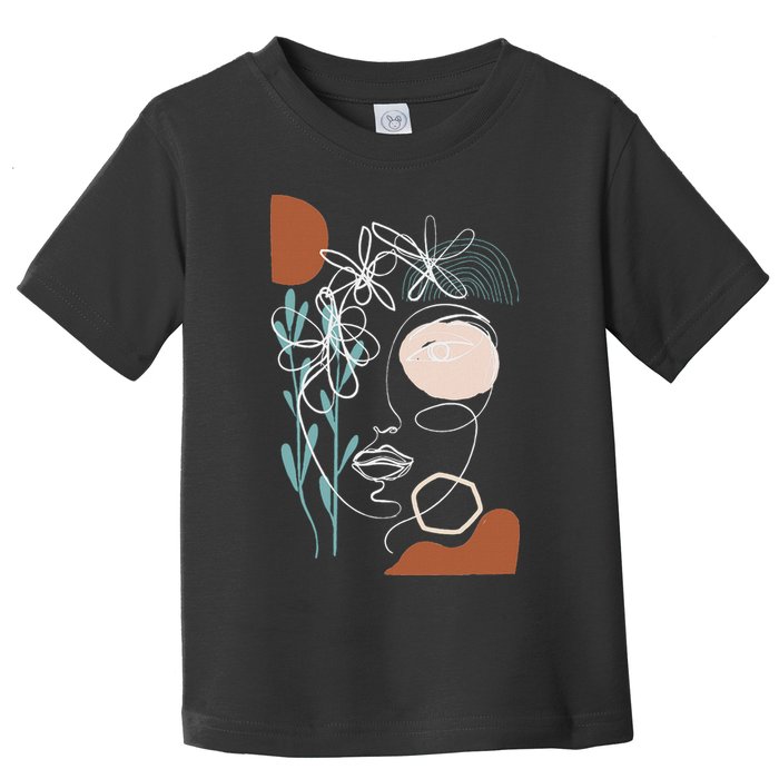 Line Art Face Abstract Art One Line Minimal Toddler T-Shirt