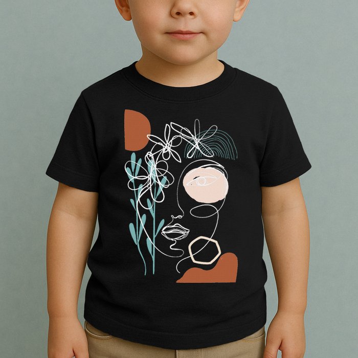 Line Art Face Abstract Art One Line Minimal Toddler T-Shirt