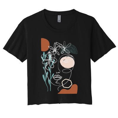 Line Art Face Abstract Art One Line Minimal Crop Top