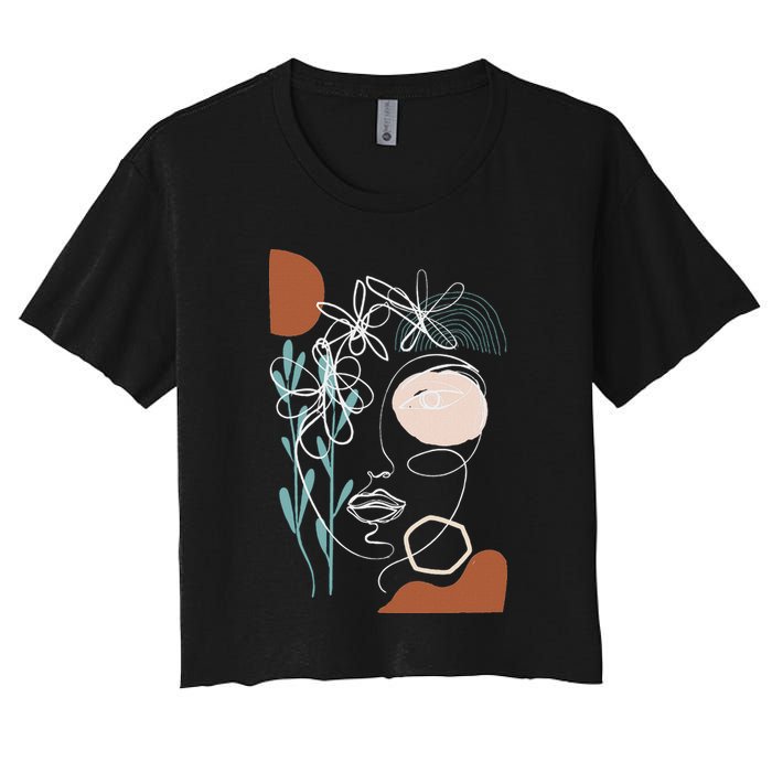 Line Art Face Abstract Art One Line Minimal Crop Top