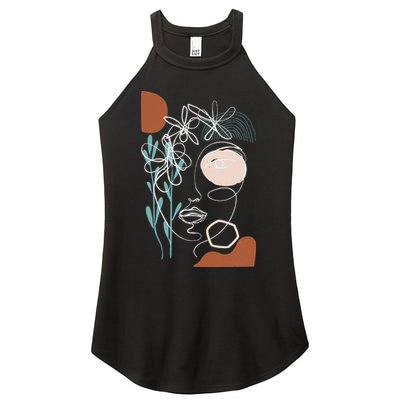 Line Art Face Abstract Art One Line Minimal Women's Perfect Tri Rocker Tank