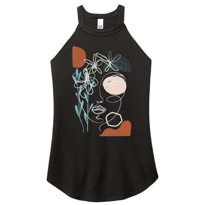Line Art Face Abstract Art One Line Minimal Women's Perfect Tri Rocker Tank