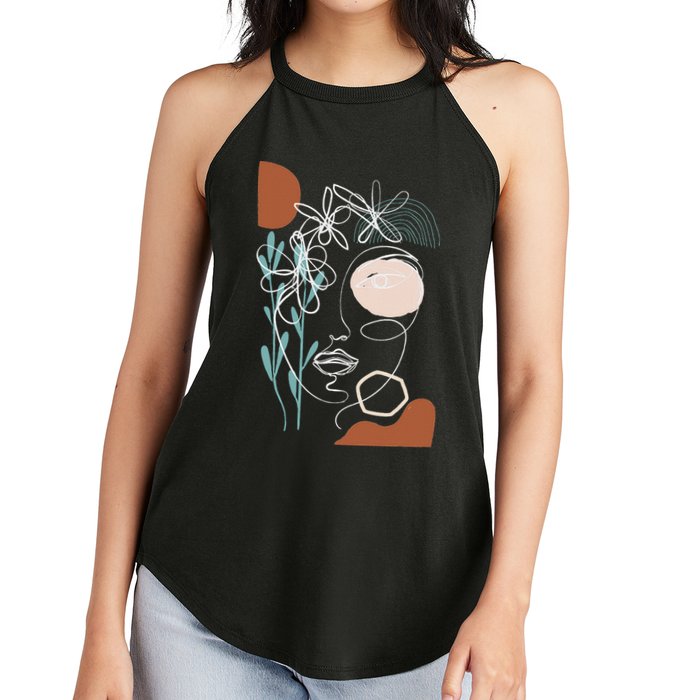 Line Art Face Abstract Art One Line Minimal Women's Perfect Tri Rocker Tank
