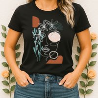 Line Art Face Abstract Art One Line Minimal Womens T-Shirt
