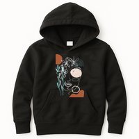 Line Art Face Abstract Art One Line Minimal Kids Hoodie