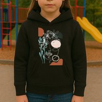 Line Art Face Abstract Art One Line Minimal Kids Hoodie