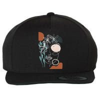 Line Art Face Abstract Art One Line Minimal Wool Snapback Cap