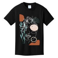 Line Art Face Abstract Art One Line Minimal Kids T-Shirt