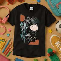 Line Art Face Abstract Art One Line Minimal Kids T-Shirt