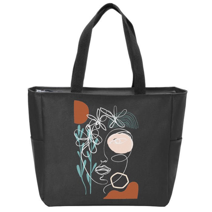 Line Art Face Abstract Art One Line Minimal Zip Tote Bag