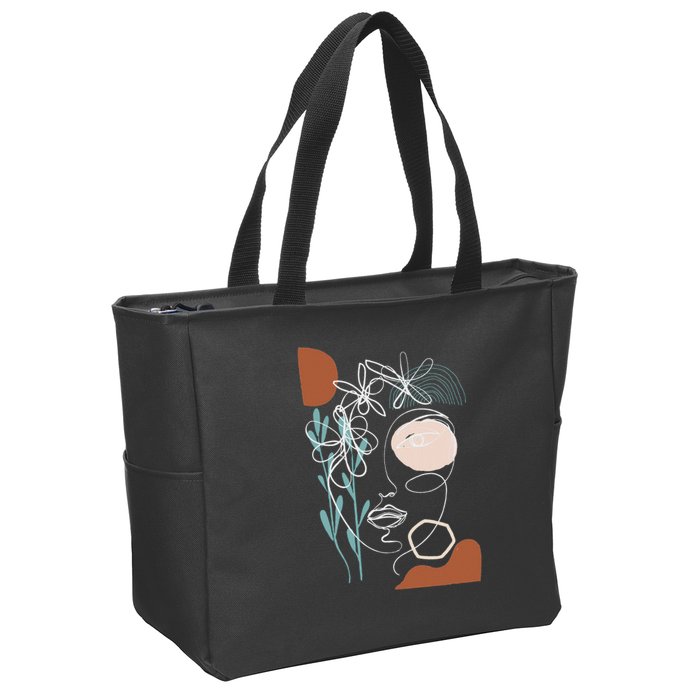 Line Art Face Abstract Art One Line Minimal Zip Tote Bag