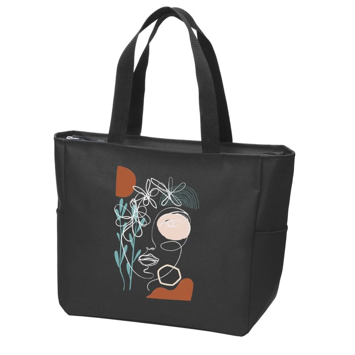 Line Art Face Abstract Art One Line Minimal Zip Tote Bag