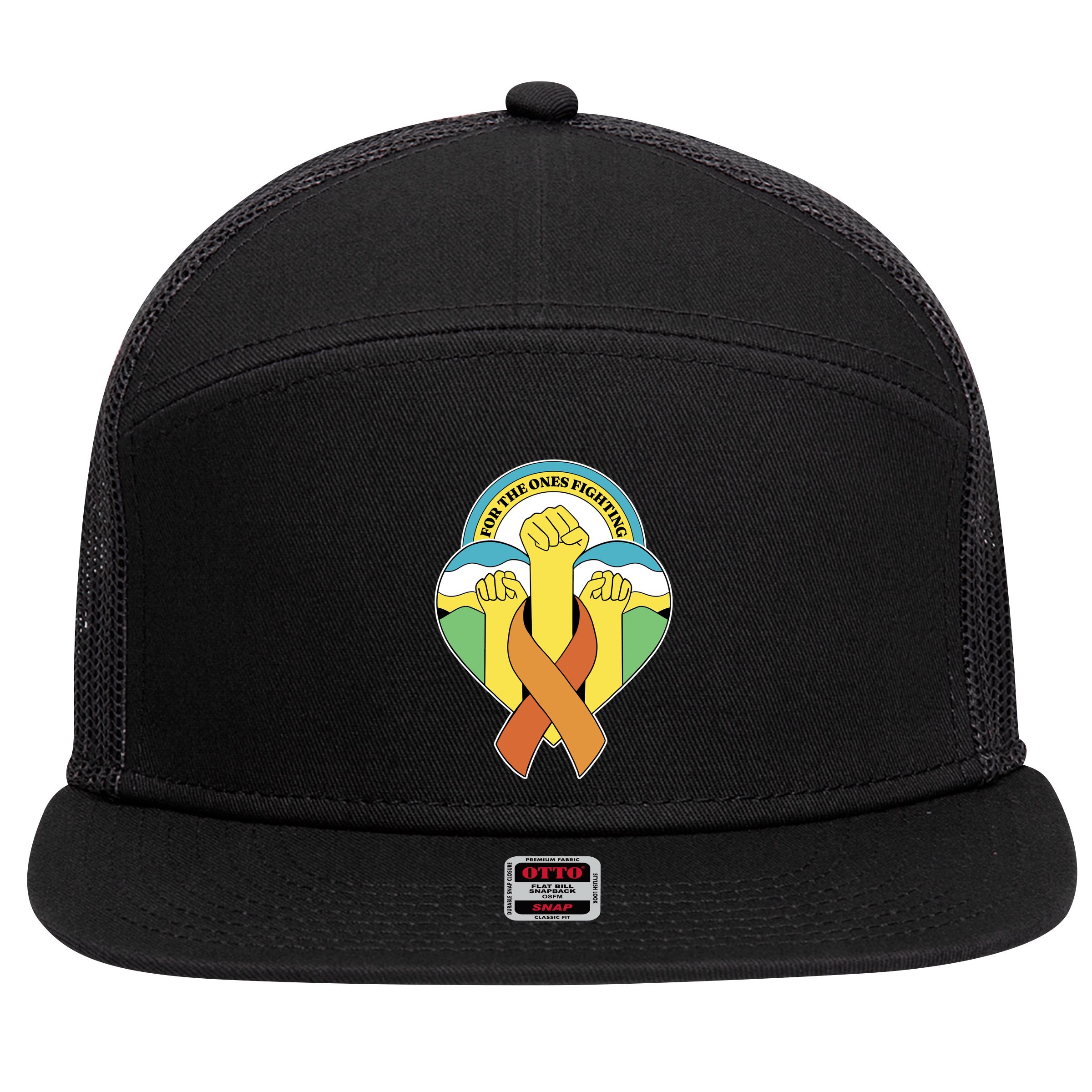 Leukemia Awareness For The Ones Fighting 7 Panel Mesh Trucker Snapback Hat