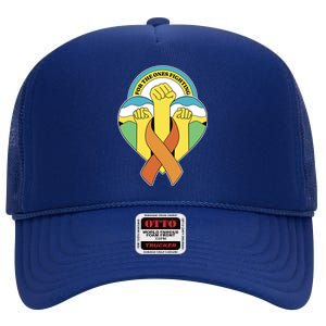 Leukemia Awareness For The Ones Fighting High Crown Mesh Back Trucker Hat