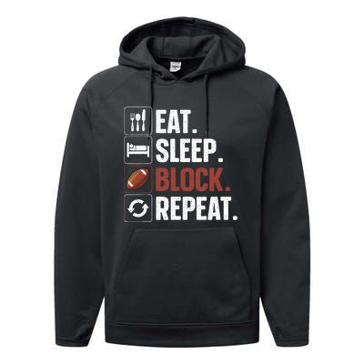 Lineman Art For Football Player Offensive Lineman Performance Fleece Hoodie