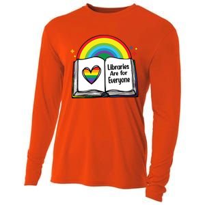 Libraries Are For Everyone Rainbow LGBT Flag Librarian Cooling Performance Long Sleeve Crew