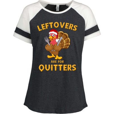 Leftovers Are For Quitters Funny Thanksgiving Turkey Dinner Enza Ladies Jersey Colorblock Tee