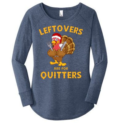 Leftovers Are For Quitters Funny Thanksgiving Turkey Dinner Women's Perfect Tri Tunic Long Sleeve Shirt