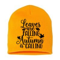 Leaves Are Falling Autumn Is Calling Short Acrylic Beanie