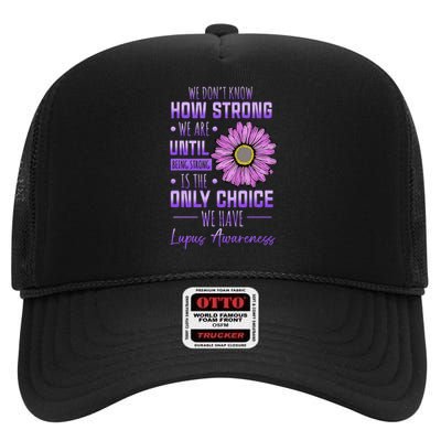 Lupus Awareness Funny Daisy In May We Wear Purple High Crown Mesh Back Trucker Hat