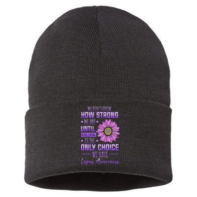 Lupus Awareness Funny Daisy In May We Wear Purple Sustainable Knit Beanie