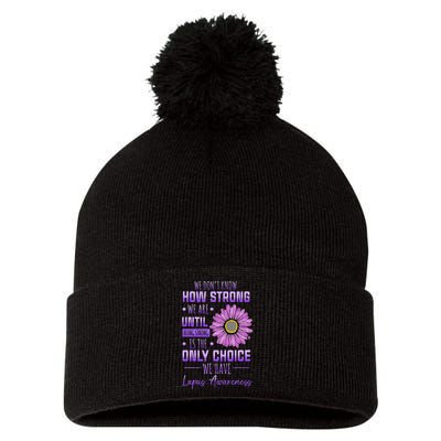 Lupus Awareness Funny Daisy In May We Wear Purple Pom Pom 12in Knit Beanie