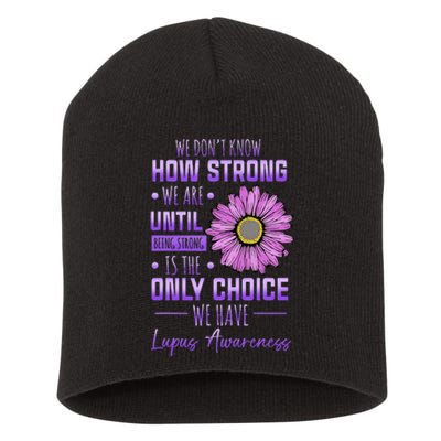 Lupus Awareness Funny Daisy In May We Wear Purple Short Acrylic Beanie