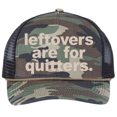 Leftovers Are For Quitters Thanksgiving Dinner Funny Retro Rope Trucker Hat Cap