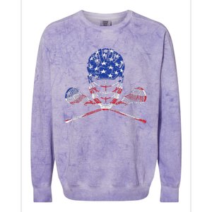 Lacrosse American Flag Lax Helmet And Sticks Colorblast Crewneck Sweatshirt