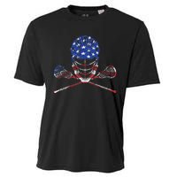 Lacrosse American Flag Lax Helmet And Sticks Cooling Performance Crew T-Shirt