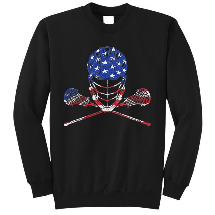 Lacrosse American Flag Lax Helmet And Sticks Sweatshirt