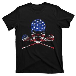 Lacrosse American Flag Lax Helmet And Sticks T-Shirt